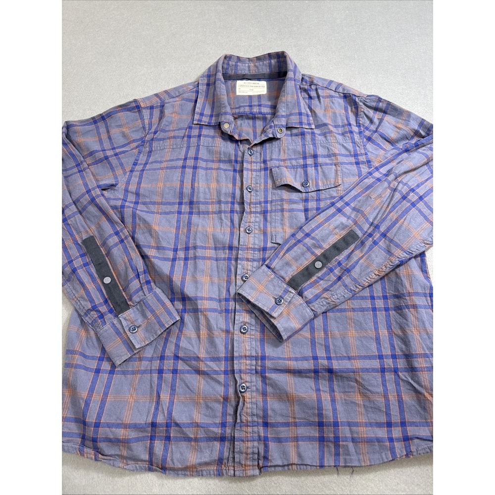 FLANNEL SHIRT REI CO OP MENS LARGE  L/SBlue Green Plaid 100% CottonButton Up